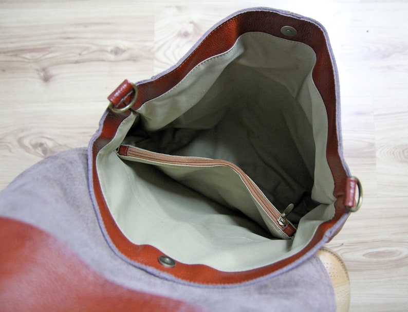 Leather Convertible Bag, Brown Leather Backpack Large Crossbody Bag, Cognac Leather Travel Bag Cognac Weekender Women's handbag Leather bag image 10