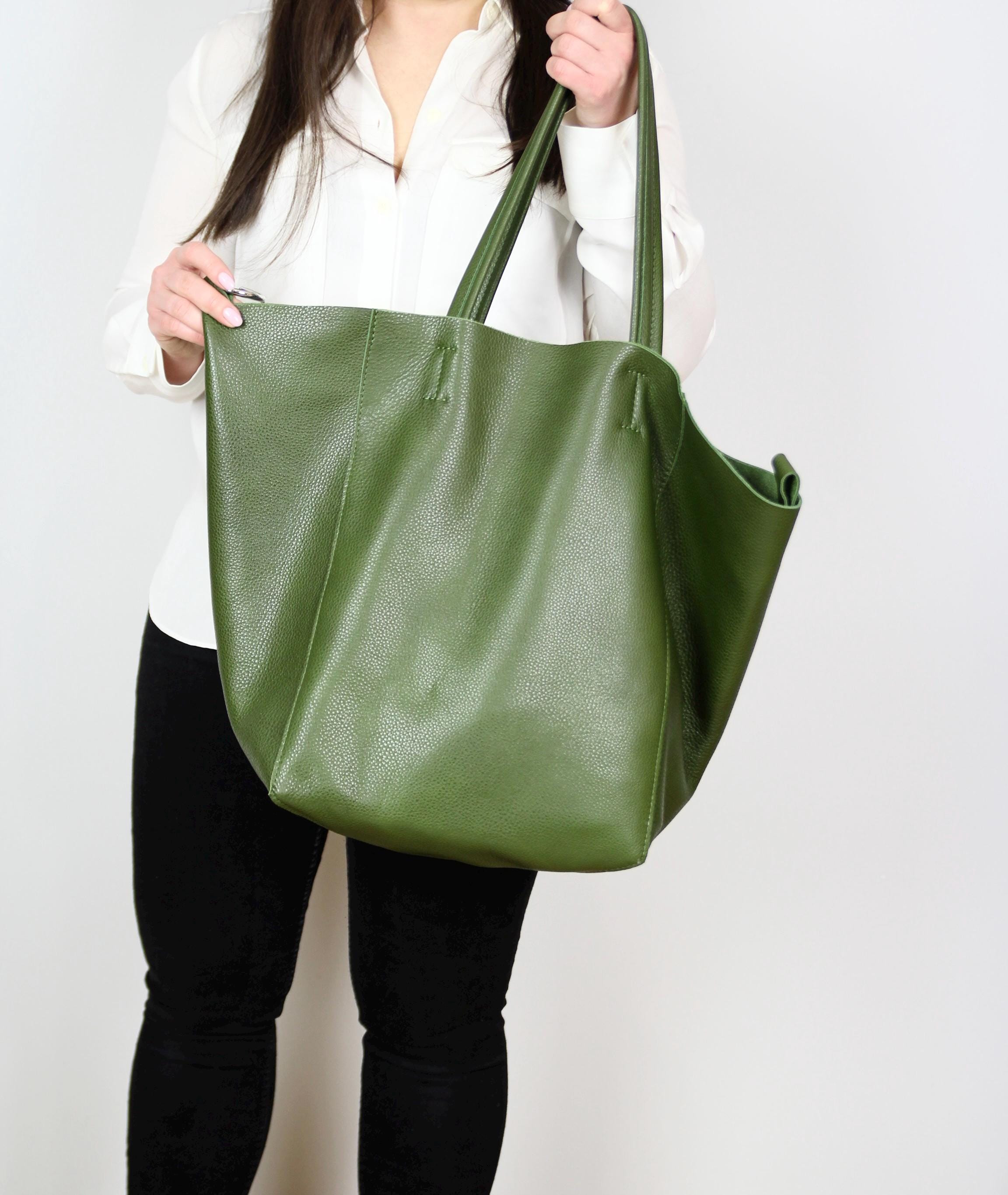 Tote Bag – Soft Green Leather Slouchy Shoulder Bag - Etsy Tote Bag – Soft Green Leather Slouchy Shoulder Bag - Etsy