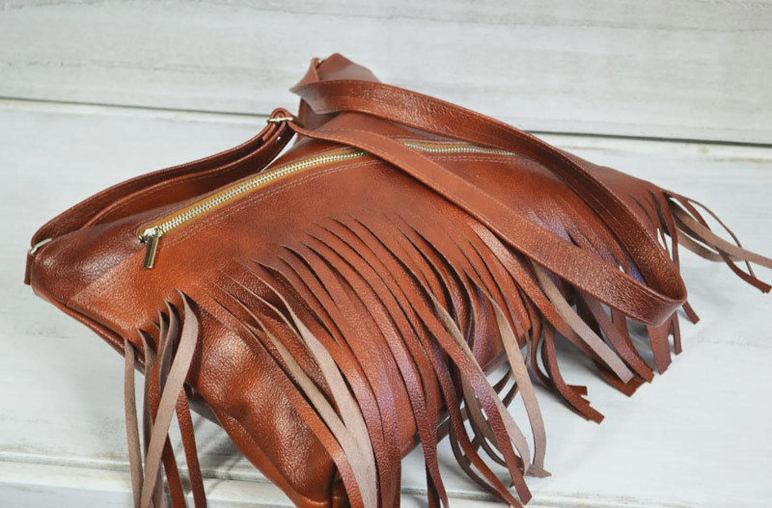 Sac Bandoulière Femme En Cuir Véritable – Style Vintage Avec Franges Et Gland – Occasion