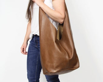 Brown slouchy hobo, LEATHER HIPPIE bag, Brown BOHO bag, Leather crossbody bag, Soft Leather Bag, Every Day Bag, Women hobo bag