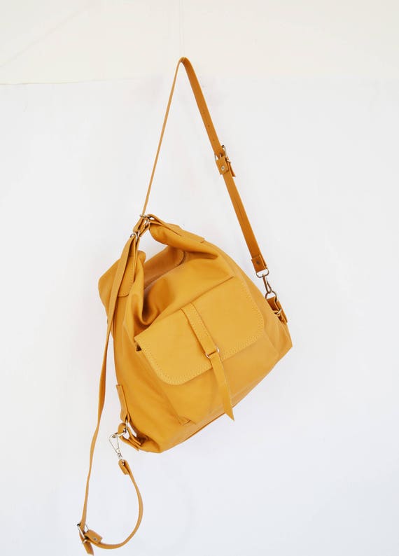 Yellow CONVERTIBLE BACKPACK, Backpack Purse, Everyday Bag, Leather Yellow  Backpack, Leather Backpack, Woman Backpack - Etsy