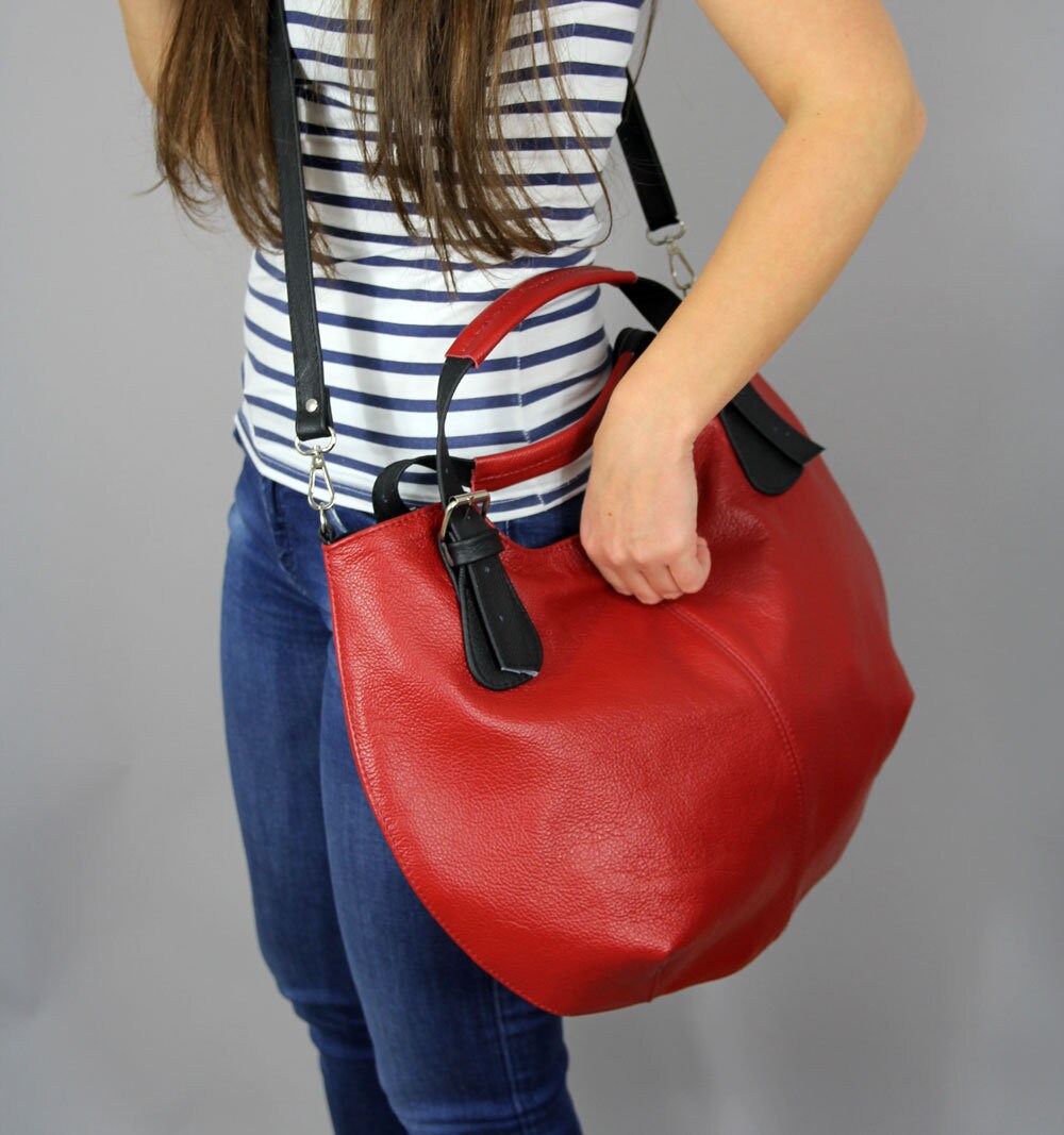 LEATHER HOBO BAG Red Cross Body Bag Leather Shoulder Bag Etsy