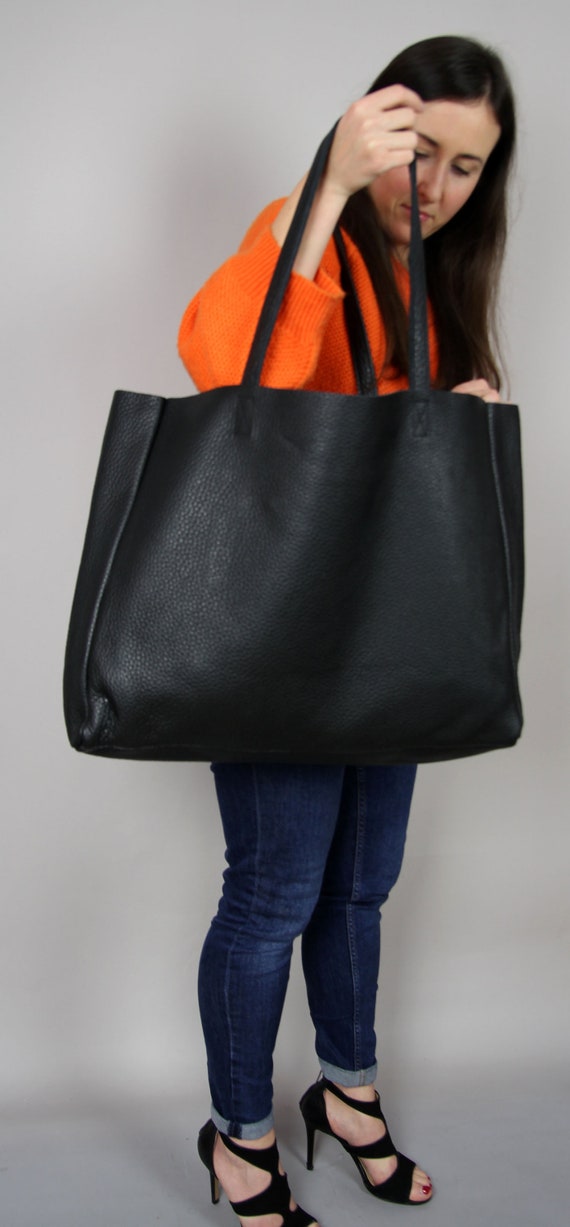 TOTE OVERSIZED, Tote grande Slouchy, Bolso negro para mujeres