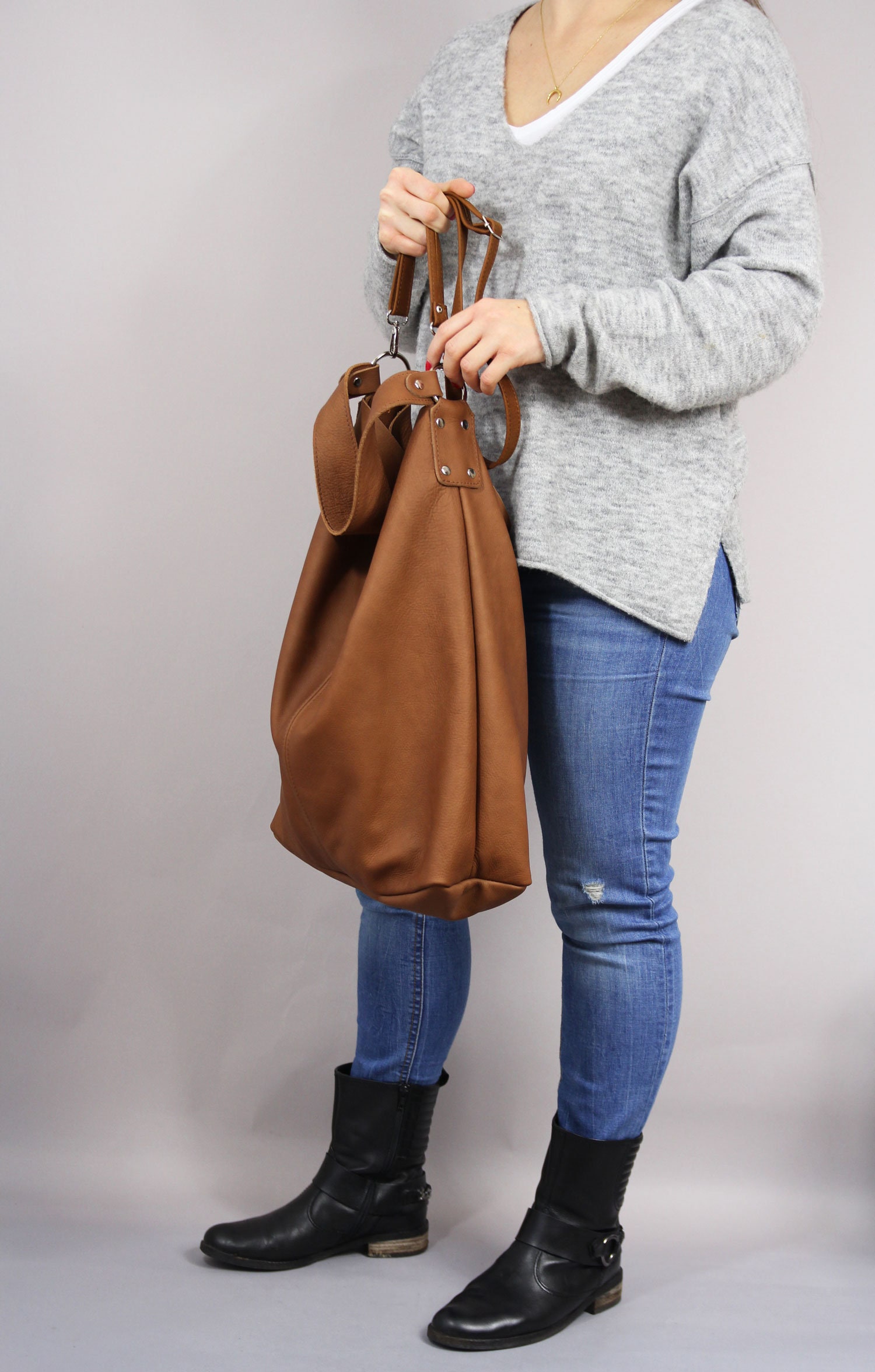 Brown Large Oversized Bag Large Leather Tote Bag Every Day - Etsy