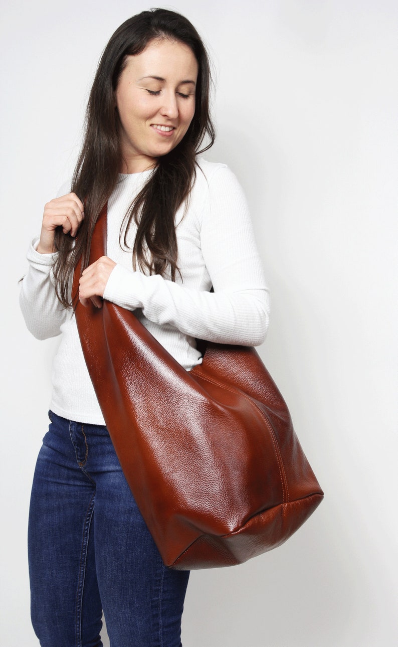 Brown BOHO bag, Brown slouchy hobo, LEATHER HIPPIE bag, Leather crossbody bag, Soft Leather Bag, Every Day Bag, Women hobo bag image 6