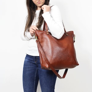 BROWN LEATHER TOTE Bag, Leather Shoulder bag,  Brown Crossbody Bag, Brown Handbag for Women,  Soft Leather Bag, Every Day Bag, Leather Tote