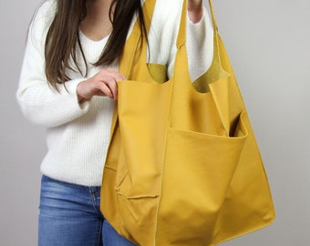 LARGE LEATHER TOTE bag, Oversized Slouchy Tote, Handbag for Women, Soft Leather Bag, Every Day Bag, Women leather bag, Weekender bag