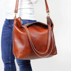 BROWN Crossbody Bag, Leather Shoulder bag,  Large Tote Bag, Brown Handbag for Women,  Soft Leather Bag, Every Day Bag, Leather Tote