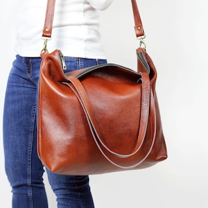 BROWN Crossbody Bag, Leather Shoulder bag,  Large Tote Bag, Brown Handbag for Women,  Soft Leather Bag, Every Day Bag, Leather Tote