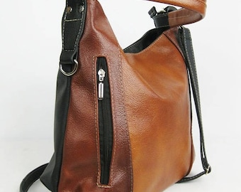 Bolso hobo de piel - Bolso bandolera convertible