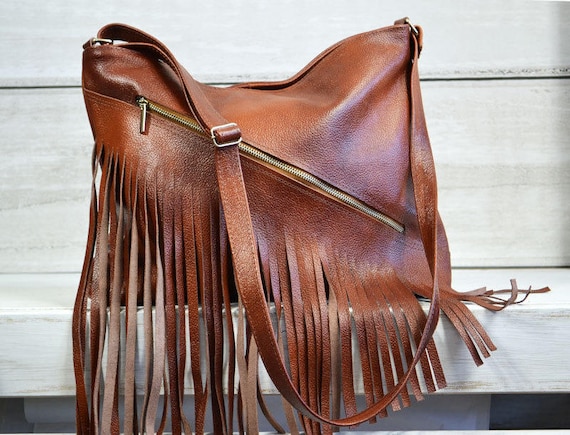 Cognac Fringe Tote Bag