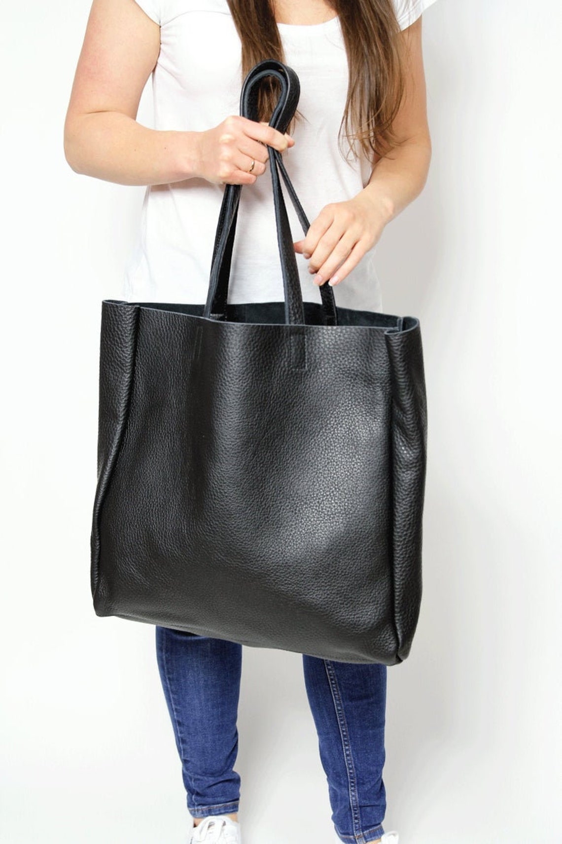Leather Tote Bag for Women Large Tote Bag for Work Black - Etsy