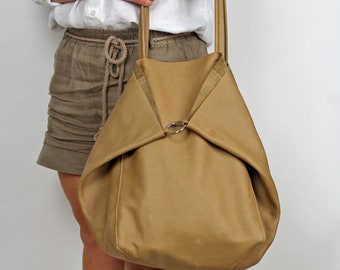 LEATHER TOTE, Mustard Slouchy Tote, Every Day Handtasche für Frauen, Weiche Ledertasche, Damen Ledertasche