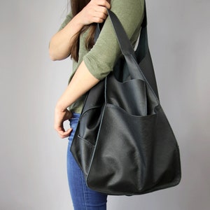 BLACK tote bag, Weekender Oversized bag, Large tote bag, Black Handbag for Women,  Soft Leather Bag, Every Day Bag, Leather Bag,