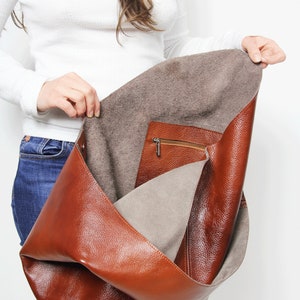 Brown BOHO bag, Brown slouchy hobo, LEATHER HIPPIE bag, Leather crossbody bag, Soft Leather Bag, Every Day Bag, Women hobo bag image 7
