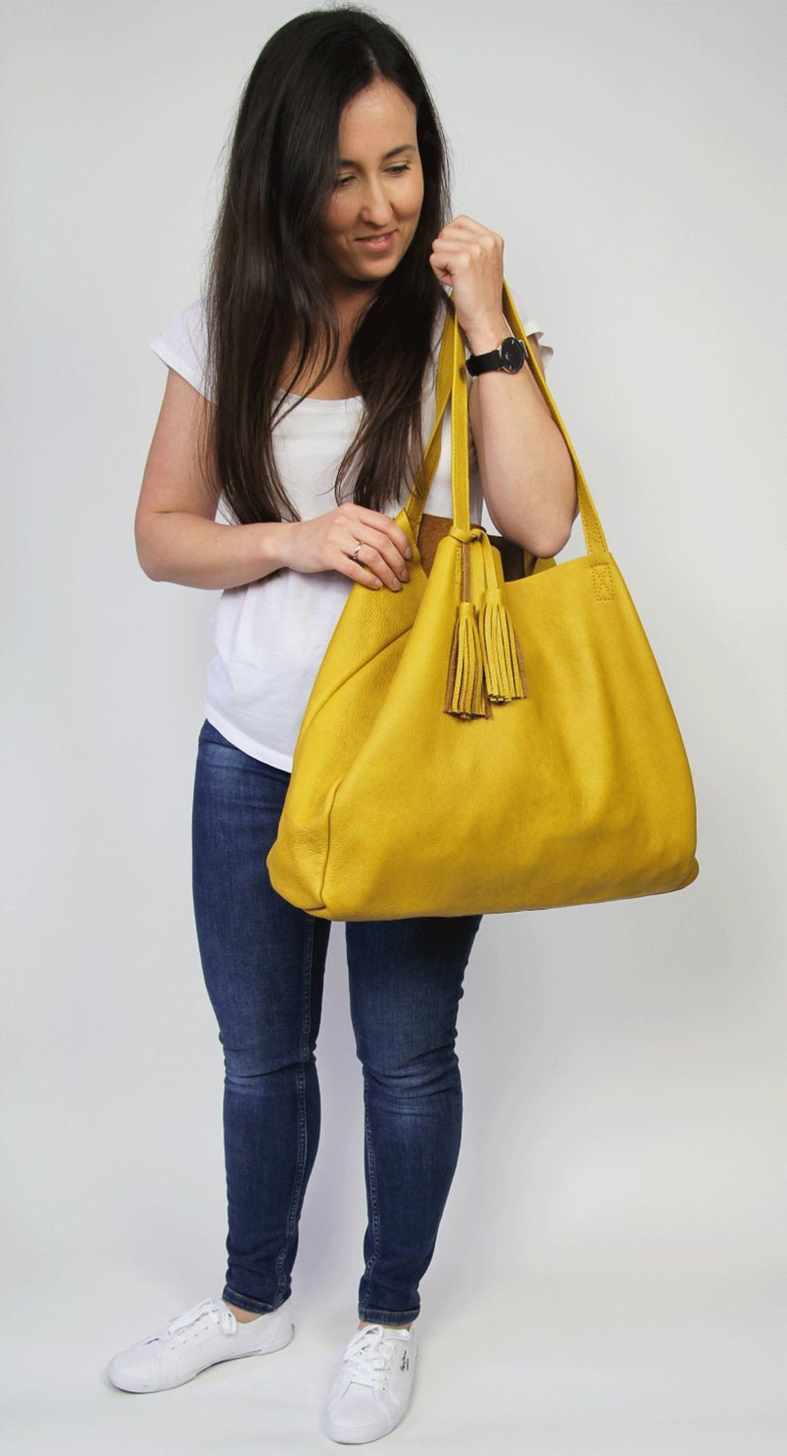 Large Leather Bag for Work Large Leather Tote Bag Large Etsy