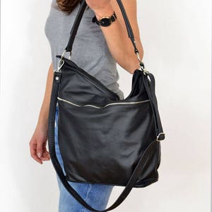BLACK LEATHER HOBO Bag, sale -20%, Crossbody Bag - Everyday Leather Bag, Shoulder Bag, Slouchy leather hobo, Natural leather bag, hobo bag