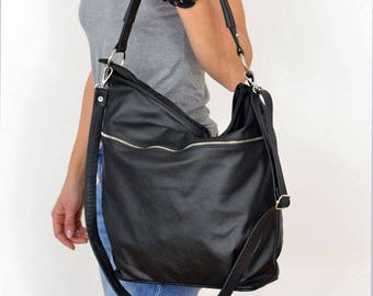 BLACK LEATHER HOBO Bag, sale -20%, Crossbody Bag - Everyday Leather Bag, Shoulder Bag, Slouchy leather hobo, Natural leather bag, hobo bag