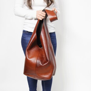 Brown BOHO bag, Brown slouchy hobo, LEATHER HIPPIE bag, Leather crossbody bag, Soft Leather Bag, Every Day Bag, Women hobo bag image 5