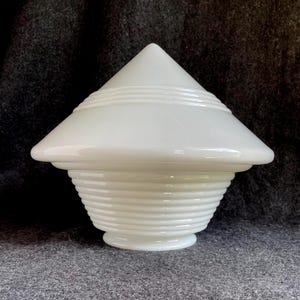 Vintage Art Deco/MCM Conical Ribbed Milk Glass Ceiling Light Cover