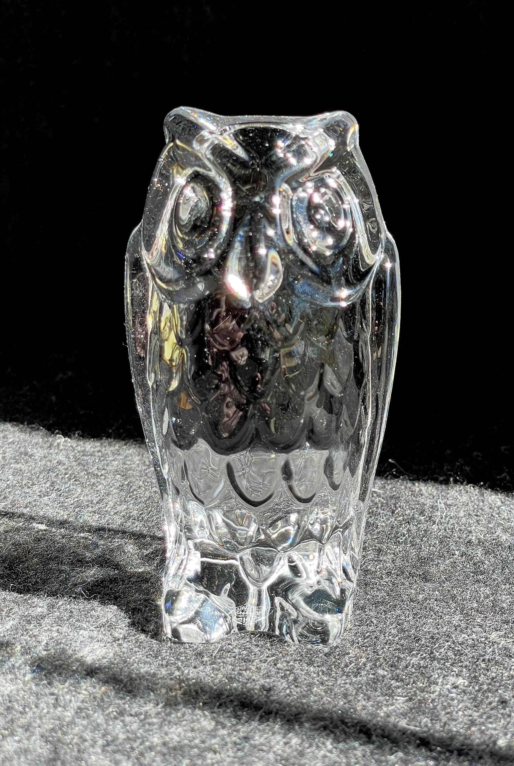 French Crystal Owl Marked Art Vannes France