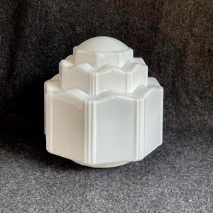 Vintage Art Deco 3-Tiered 8-Paneled Milk Glass Ceiling Light Cover