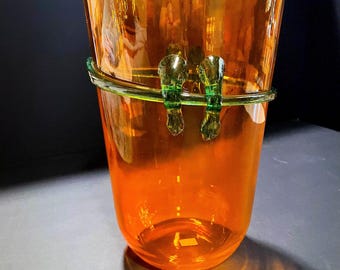 Handblown Romanian Crystal Art Glass Vase Rave Orange by Mikasa