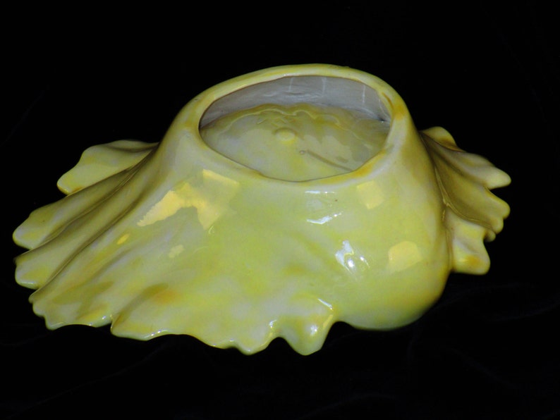 Decorative Yellow Ceramic Shell Shaped Dish or Shallow Bowl image 4