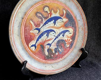 クノッソス・イルカのフレスコ画レリーフ、ミノア文明の壁画、手作り