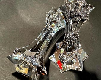 Coppia di portacandele affusolati in cristallo "Firestar" di Mikasa, 16,5 cm.
