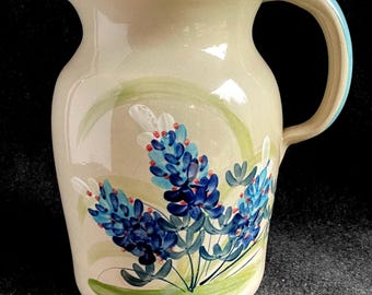 Blue Bonnet 3 Quart Stoneware Pitcher from Martinez Pottery in Marshall, Texas