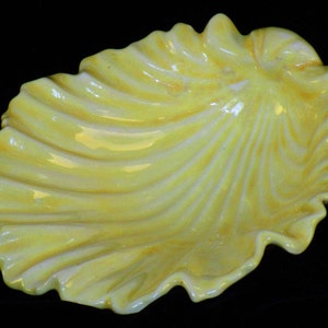 Decorative Yellow Ceramic Shell Shaped Dish or Shallow Bowl image 2