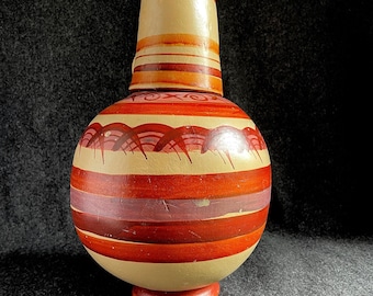 Mexican Terracotta Tonala Botellón Water Jug with a Mug Top, Hand Made and Decorated