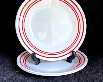 Corelle “Classic Café” Red & White 6.75” Plates, Set of 3