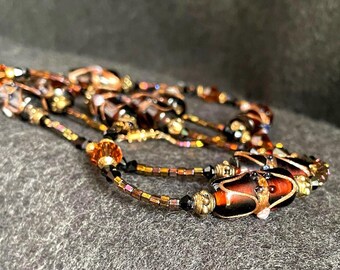 Vintage Wedding Cake Lampwork Glass Bead 36” Necklace