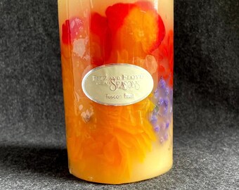 Fitz & Floyd 2004 For All Seasons Collection “Tuscan Fruit” Scented Pillar Candle, 6x4 inch