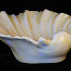 Decorative Yellow Ceramic Shell Shaped Dish or Shallow Bowl image 1