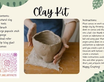DIY Clay Craft Kit — Handbuilding & Sculpting Kit for Beginners with Real Natural Clay