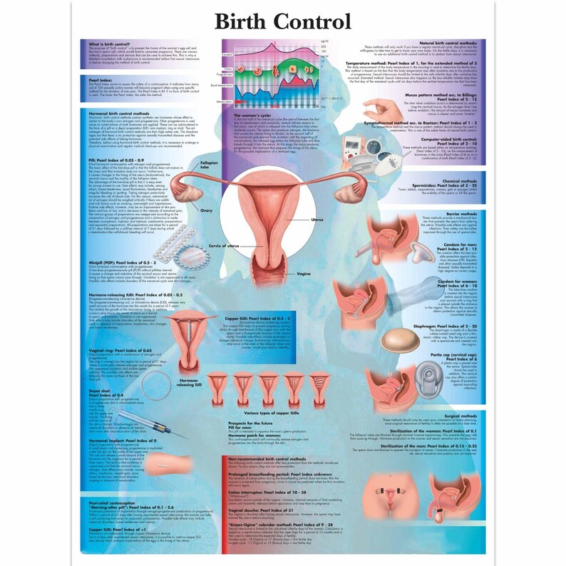 Birth Control Chart Anatomy Human Physiology Charts Medical Student ...