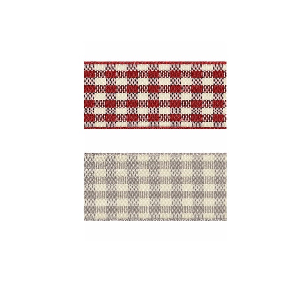 Berisford Natural Charms - Natural Gingham Ribbon 7mm or 15mm red or grey