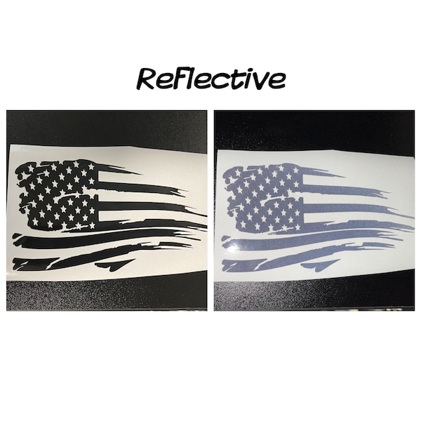 REFLECTIVE Distressed American Flag Vinyl Sticker Decal