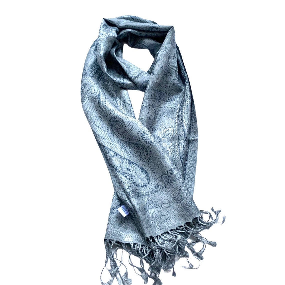 Grey Silver Scarf Soft Silk Scarf Wrap Neck Scarf Etsy