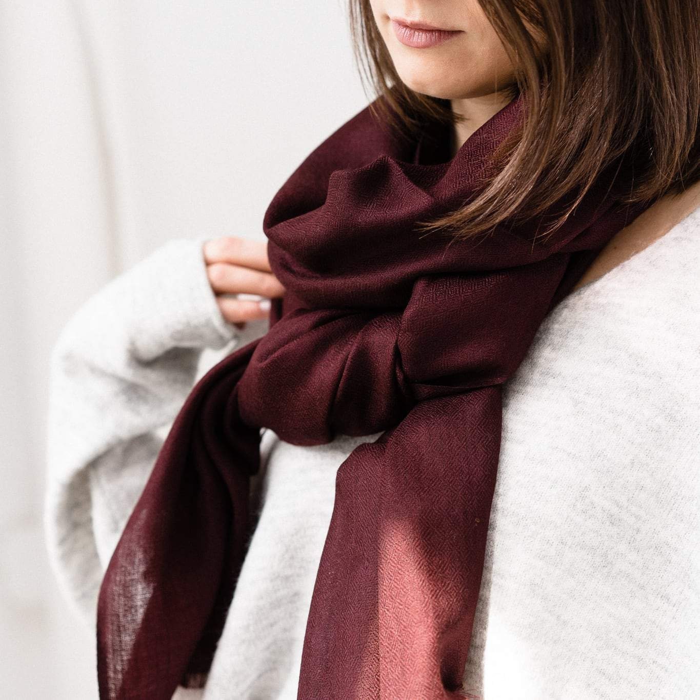 Burgundy Cashmere Minimal Shawl/scarf 