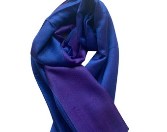 Magenta and Blue Silk wool pashmina Shawl/Scarf/Wrap/Stole28 x80”inches