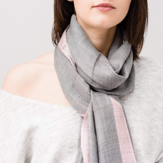 Classic Grey Beige Soft Cashmere Silk 