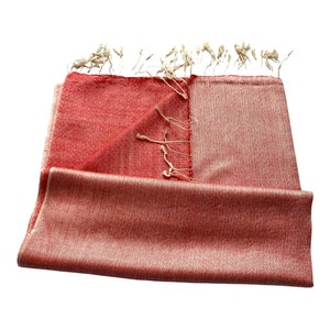 Mermaid Silk Pashmina Reversible Silk-Wool Scarf Shawl Pashmina Womens Wrap Stole 28x80inches beige/Red