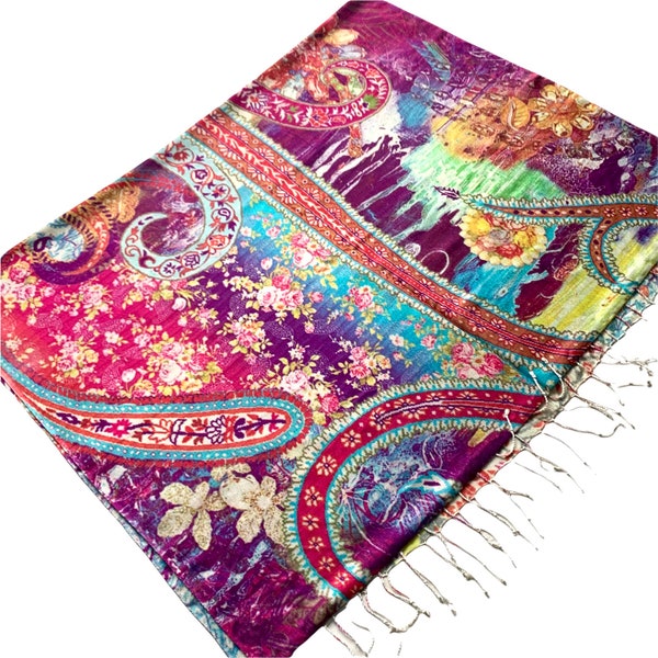 Magnifiques Tulipes Floral Silk Wool Scarf Shawl Stole Pashmina femme Wrap Neck foulard28x76 « Pouces