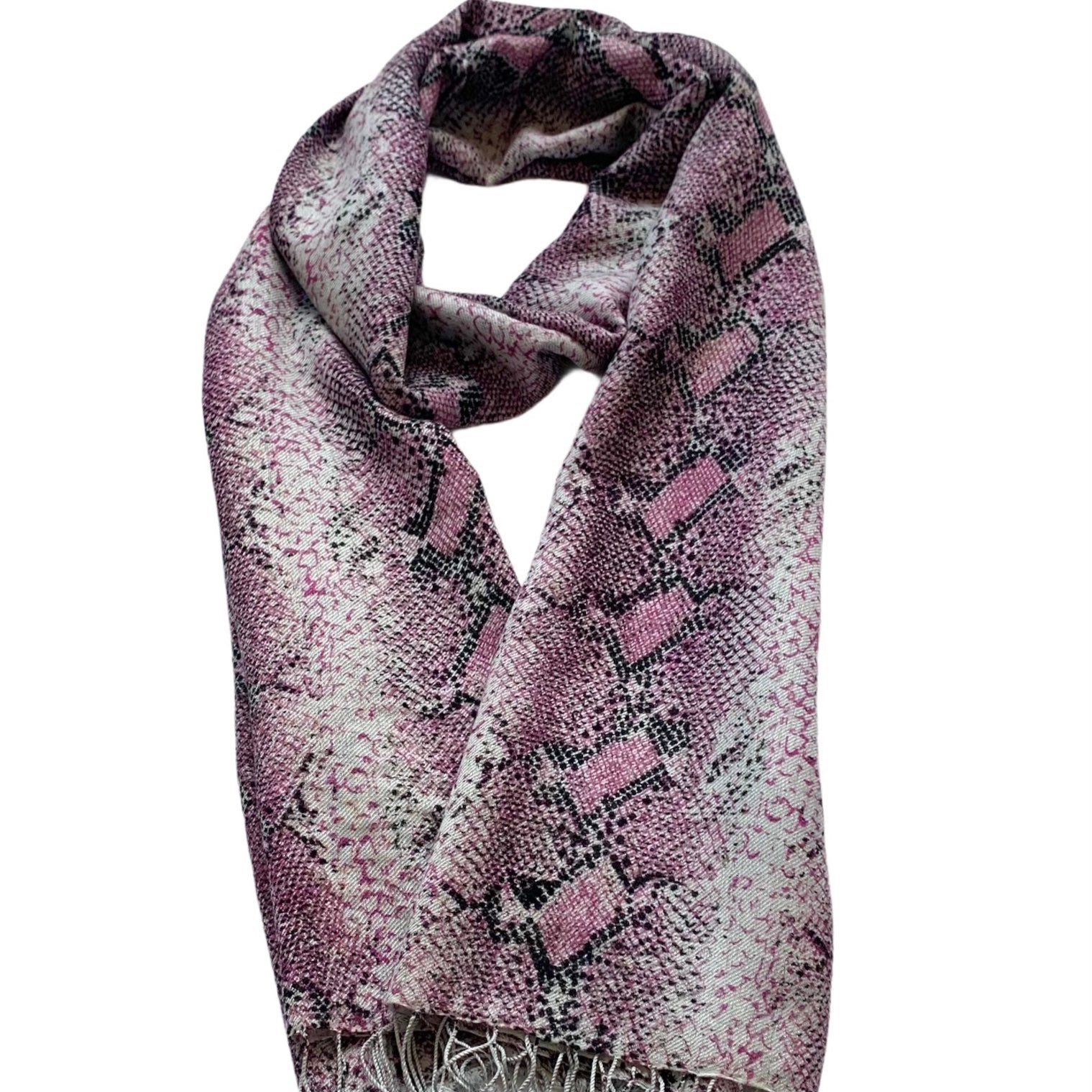 Buy Stunning Reversible Snake Skinprint Silk Wool Patterned Scarf