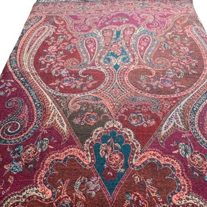 Blue Teal Multicoloured Paisley Boiled Wool Reversible Blanket Bed Throw Wrap 56x78”Inches image 7