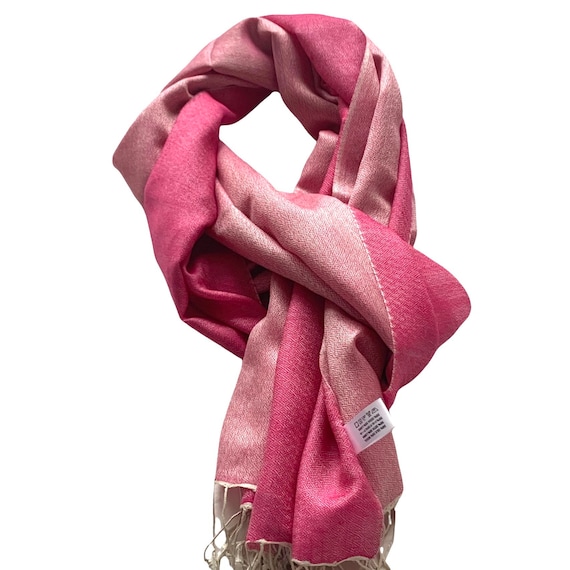 Cream Pink Reversible Silk-wool Pashmina - Etsy